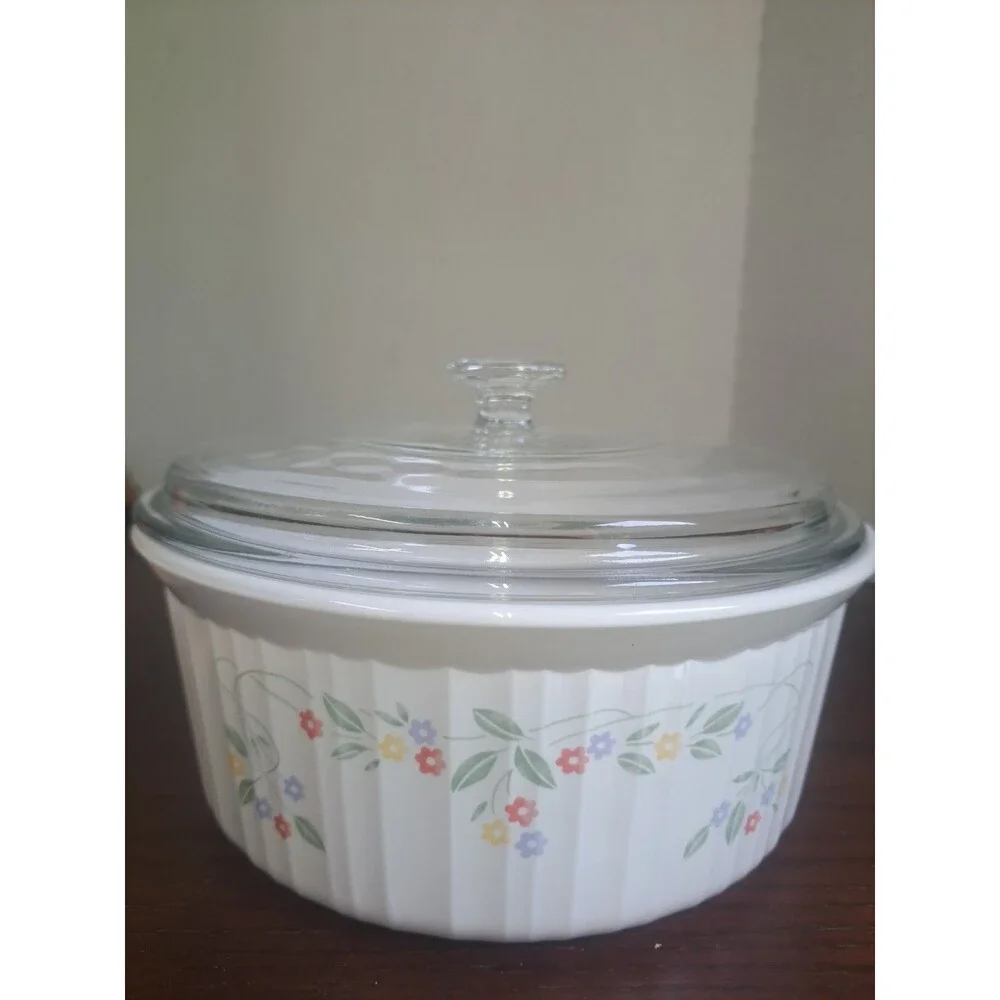Vintage Corningware English Meadow 2quart Ribbed Round Casserole Dish